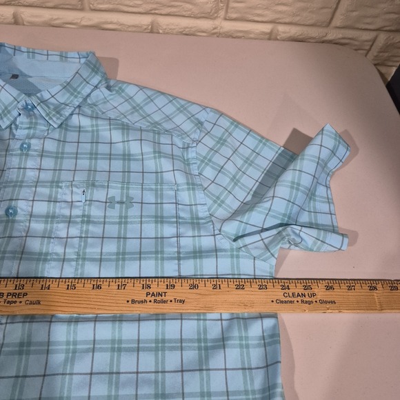 Under Armour Shirt Mens XL Blue Plaid Fishing Drift Tide Performance Button Up - Picture 7 of 9